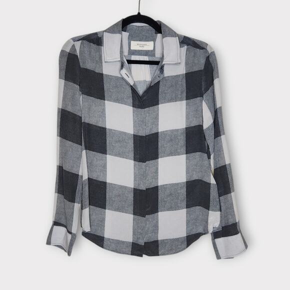 Weekend Max Mara Womens Plaid Silk Blouse Sm Black Gray Chic Staple - Picture 1 of 8